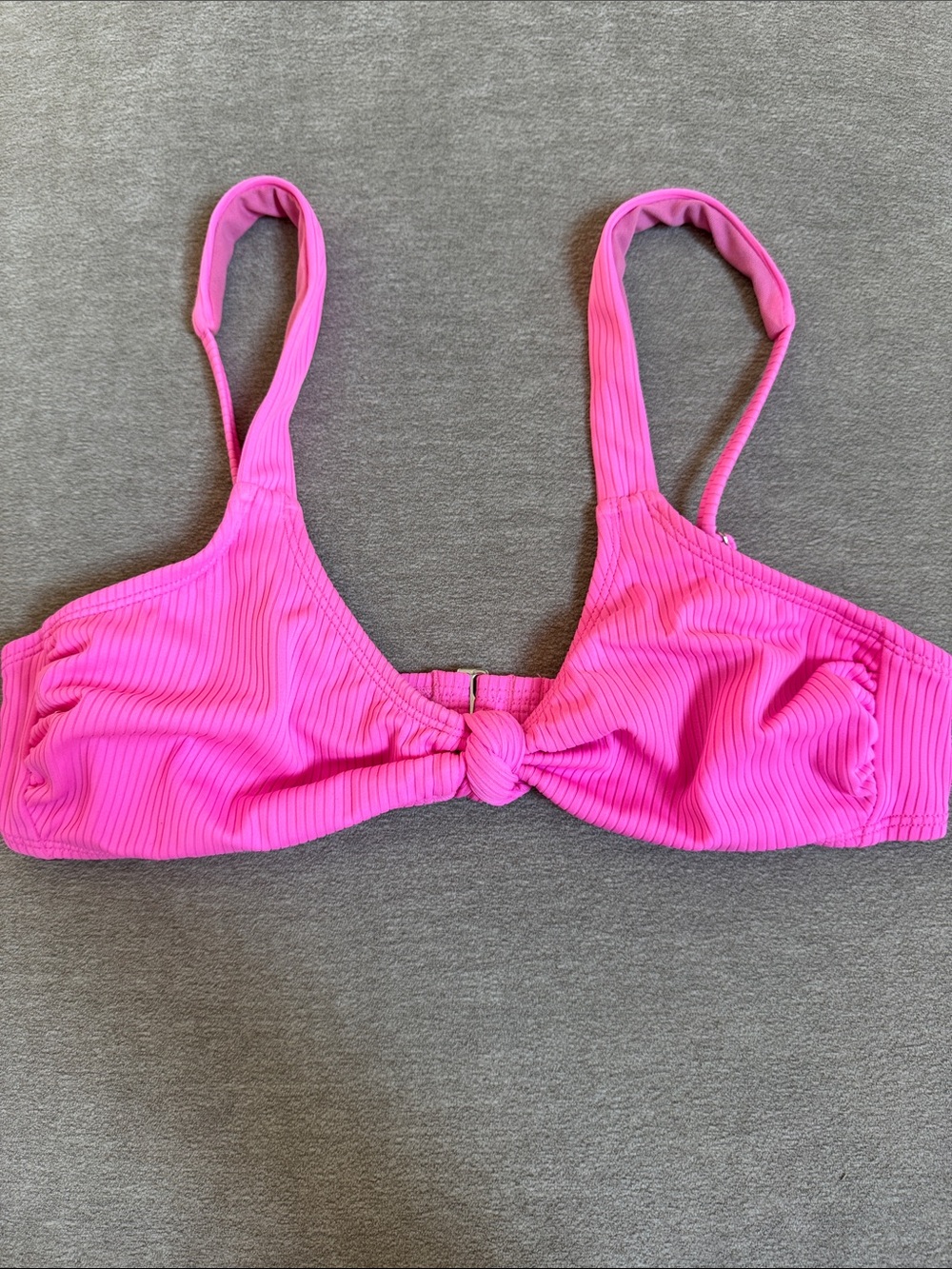 Xhilaration Hot Pink Ribbed Knot Bikini Top